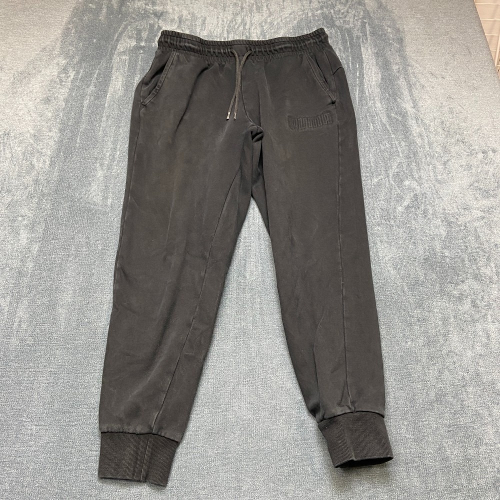 Puma Sweatpants Mens L Black Fleece Lined Drawstring Waist Tapered Leg Running
